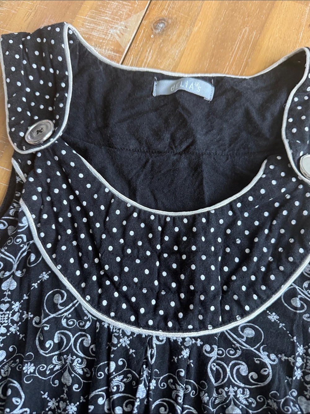 dELiA*s Black Printed Ruffle-Yoke Tank Top - Picture 2 of 4